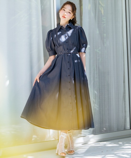 WILLSELECTION（ウィルセレクション）の「ベルト付きタックスリーブフレアワンピース（ワンピース・レディース・ブラック系その他/ネイビー/ブラック・FREE）」の4枚目の写真