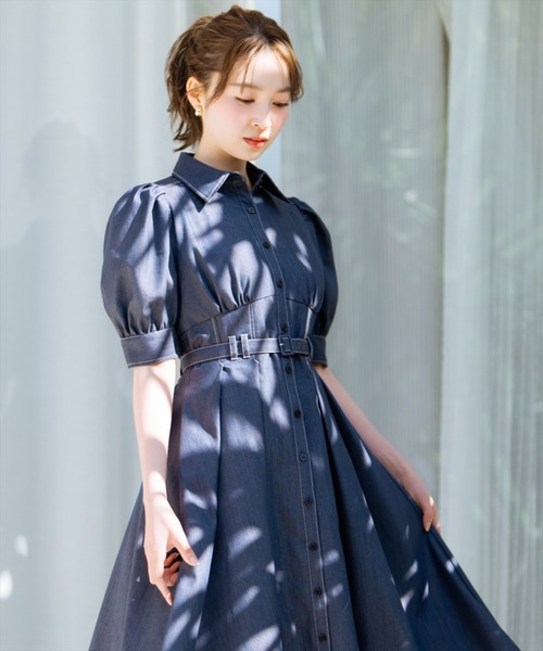 WILLSELECTION（ウィルセレクション）の「ベルト付きタックスリーブフレアワンピース（ワンピース・レディース・ブラック系その他/ネイビー/ブラック・FREE）」の6枚目の写真