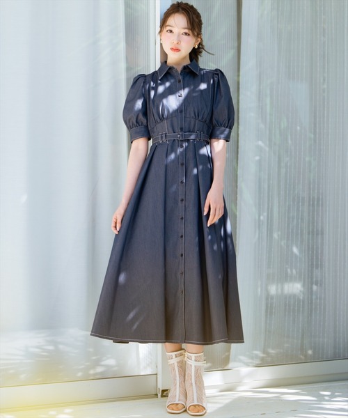 WILLSELECTION（ウィルセレクション）の「ベルト付きタックスリーブフレアワンピース（ワンピース・レディース・ブラック系その他/ネイビー/ブラック・FREE）」の5枚目の写真