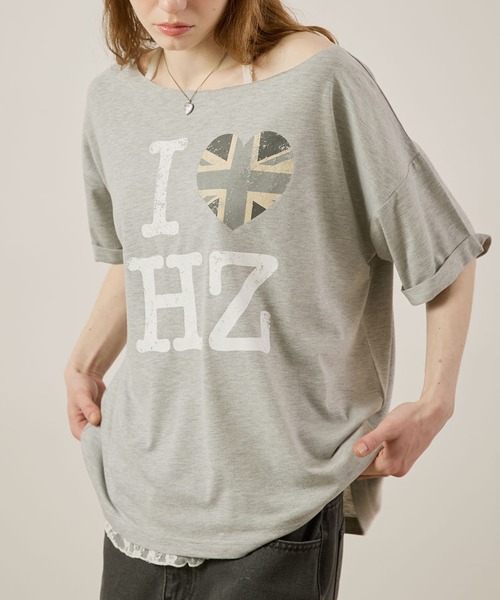 hazyl（ヘイジル）の「one shoulder logo T-shirt / ワンショルダーロゴTシャツ（Tシャツ/カットソー・レディース・グレー/オフホワイト・フリー）」の19枚目の写真