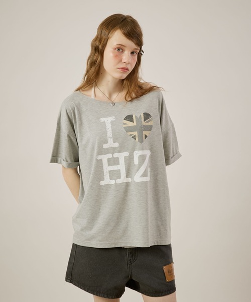 hazyl（ヘイジル）の「one shoulder logo T-shirt / ワンショルダーロゴTシャツ（Tシャツ/カットソー・レディース・グレー/オフホワイト・フリー）」の21枚目の写真