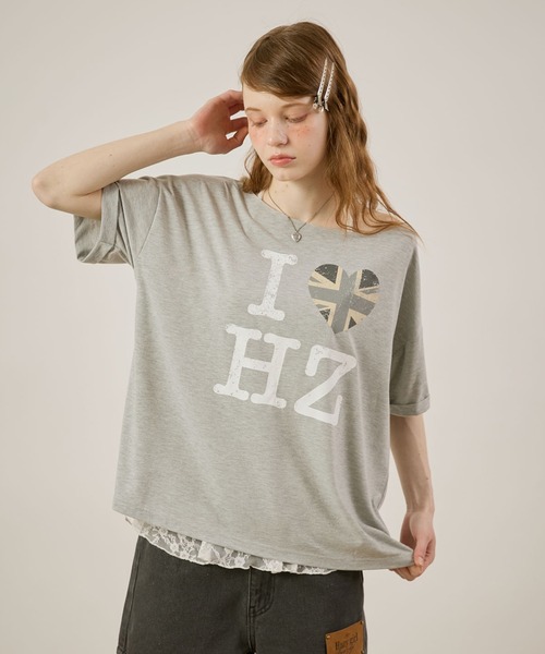 hazyl（ヘイジル）の「one shoulder logo T-shirt / ワンショルダーロゴTシャツ（Tシャツ/カットソー・レディース・グレー/オフホワイト・フリー）」の22枚目の写真