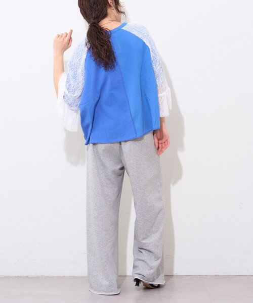 etsinta(エシンタ)の「【etsinta】袖レースリメイク切替カレッジTee(Tシャツ/カットソー・レディース・ホワイト/ブルー/レッド・ONE SIZE)」の10枚目の写真