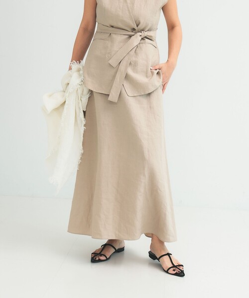 Demi-Luxe BEAMS(デミルクス ビームス)の「シンプル リネン スカート .M(スカート・レディース・ベージュ/ブラウン系その他/ブルー系その他・38/36)」の2枚目の写真