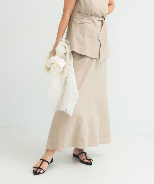 Demi-Luxe BEAMS(デミルクス ビームス)の「シンプル リネン スカート .M(スカート・レディース・ベージュ/ブラウン系その他/ブルー系その他・38/36)」の10枚目の写真