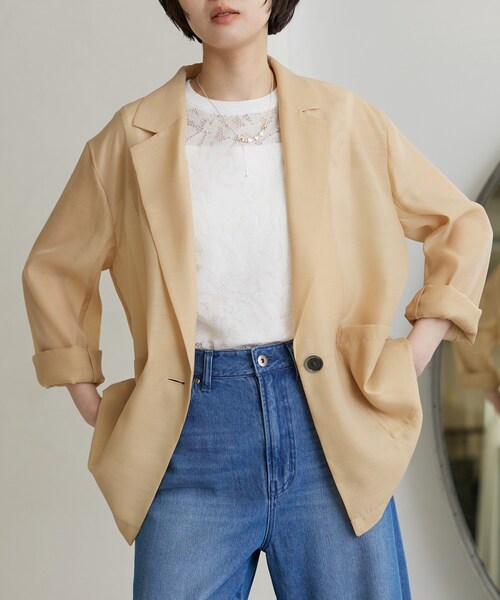 GALLEST(ギャレスト)の「【接触冷感】シアーシャツジャケット(テーラードジャケット・レディース・ブラック/ライトベージュ/ライトグリーン・34/38)」の16枚目の写真