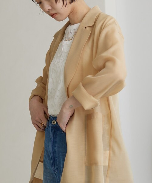 GALLEST(ギャレスト)の「【接触冷感】シアーシャツジャケット(テーラードジャケット・レディース・ブラック/ライトベージュ/ライトグリーン・34/38)」の17枚目の写真