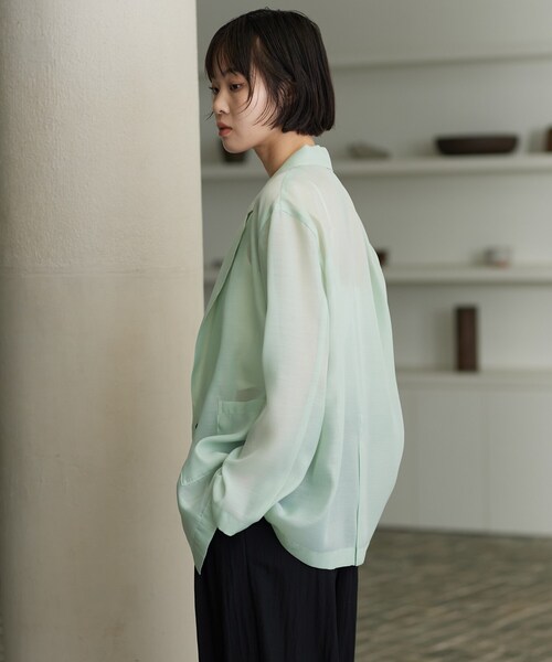 GALLEST(ギャレスト)の「【接触冷感】シアーシャツジャケット(テーラードジャケット・レディース・ブラック/ライトベージュ/ライトグリーン・34/38)」の22枚目の写真