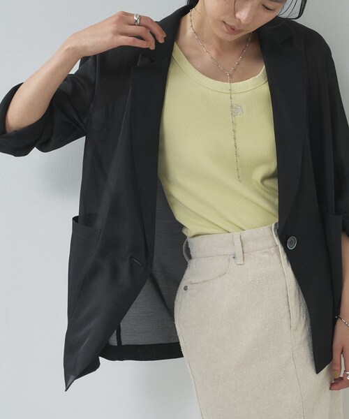 GALLEST(ギャレスト)の「【接触冷感】シアーシャツジャケット(テーラードジャケット・レディース・ブラック/ライトベージュ/ライトグリーン・34/38)」の8枚目の写真