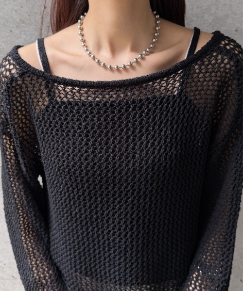 CIEL'AIR（シエルエアー）の「【SET ITEM】MESH KNIT SET（ﾒｯｼｭﾆｯﾄｾｯﾄ）（ニット/セーター・レディース・オフホワイト/ブラック・FREE）」の13枚目の写真