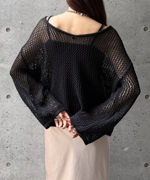 CIEL'AIR（シエルエアー）の「【SET ITEM】MESH KNIT SET（ﾒｯｼｭﾆｯﾄｾｯﾄ）（ニット/セーター・レディース・オフホワイト/ブラック・FREE）」の12枚目の写真