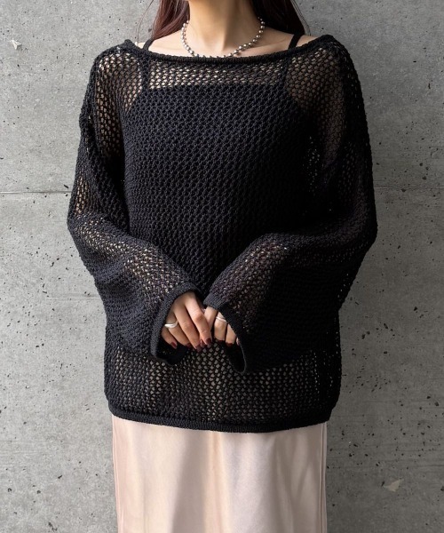 CIEL'AIR（シエルエアー）の「【SET ITEM】MESH KNIT SET（ﾒｯｼｭﾆｯﾄｾｯﾄ）（ニット/セーター・レディース・オフホワイト/ブラック・FREE）」の9枚目の写真