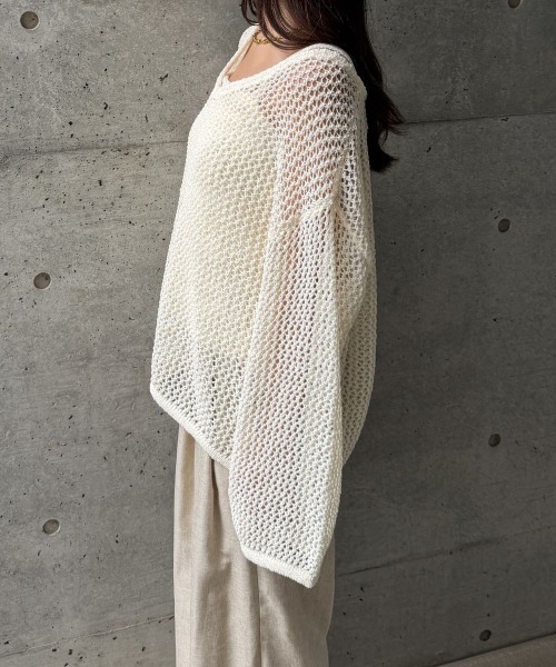 CIEL'AIR（シエルエアー）の「【SET ITEM】MESH KNIT SET（ﾒｯｼｭﾆｯﾄｾｯﾄ）（ニット/セーター・レディース・オフホワイト/ブラック・FREE）」の8枚目の写真