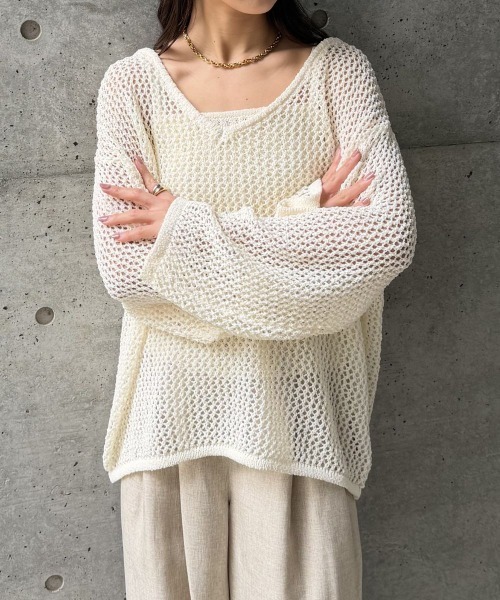 CIEL'AIR（シエルエアー）の「【SET ITEM】MESH KNIT SET（ﾒｯｼｭﾆｯﾄｾｯﾄ）（ニット/セーター・レディース・オフホワイト/ブラック・FREE）」の20枚目の写真