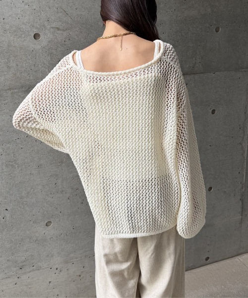 CIEL'AIR（シエルエアー）の「【SET ITEM】MESH KNIT SET（ﾒｯｼｭﾆｯﾄｾｯﾄ）（ニット/セーター・レディース・オフホワイト/ブラック・FREE）」の4枚目の写真