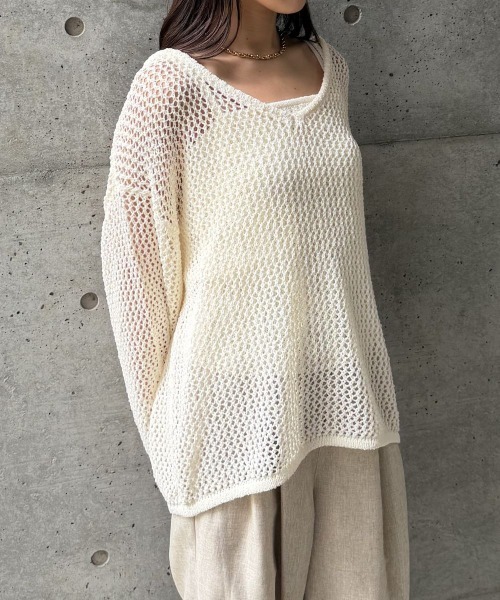 CIEL'AIR（シエルエアー）の「【SET ITEM】MESH KNIT SET（ﾒｯｼｭﾆｯﾄｾｯﾄ）（ニット/セーター・レディース・オフホワイト/ブラック・FREE）」の21枚目の写真