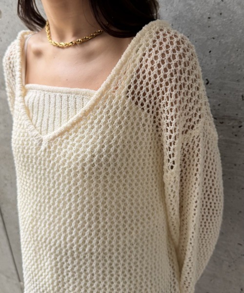 CIEL'AIR（シエルエアー）の「【SET ITEM】MESH KNIT SET（ﾒｯｼｭﾆｯﾄｾｯﾄ）（ニット/セーター・レディース・オフホワイト/ブラック・FREE）」の18枚目の写真