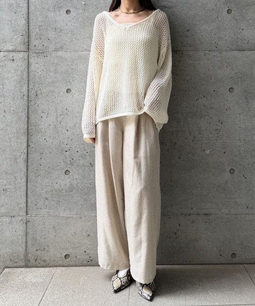 CIEL'AIR（シエルエアー）の「【SET ITEM】MESH KNIT SET（ﾒｯｼｭﾆｯﾄｾｯﾄ）（ニット/セーター・レディース・オフホワイト/ブラック・FREE）」の6枚目の写真