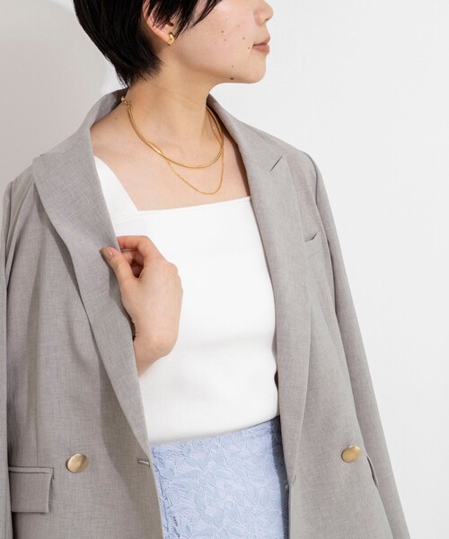 NOLLEY’S Sophi(ノーリーズソフィ)の「《手洗い可能》総針ニットキャミ(ニット/セーター・レディース・ダークブラウン/ホワイト/ブラック・FREE)」の2枚目の写真