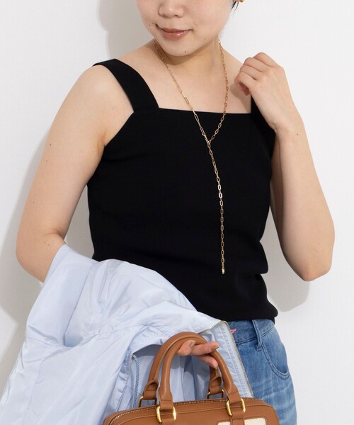 NOLLEY’S Sophi(ノーリーズソフィ)の「《手洗い可能》総針ニットキャミ(ニット/セーター・レディース・ダークブラウン/ホワイト/ブラック・FREE)」の1枚目の写真