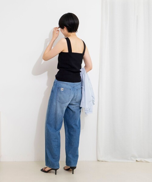 NOLLEY’S Sophi(ノーリーズソフィ)の「《手洗い可能》総針ニットキャミ(ニット/セーター・レディース・ダークブラウン/ホワイト/ブラック・FREE)」の5枚目の写真