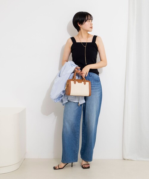 NOLLEY’S Sophi(ノーリーズソフィ)の「《手洗い可能》総針ニットキャミ(ニット/セーター・レディース・ダークブラウン/ホワイト/ブラック・FREE)」の6枚目の写真