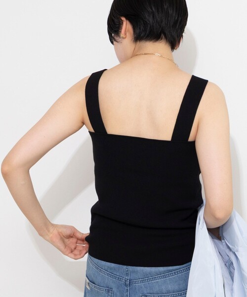 NOLLEY’S Sophi(ノーリーズソフィ)の「《手洗い可能》総針ニットキャミ(ニット/セーター・レディース・ダークブラウン/ホワイト/ブラック・FREE)」の8枚目の写真