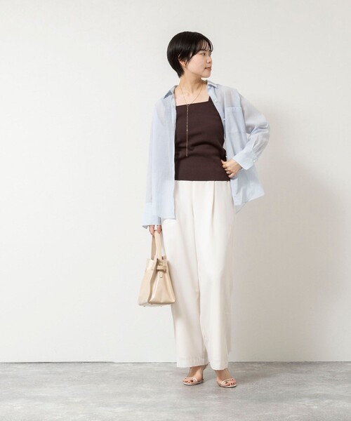 NOLLEY’S Sophi(ノーリーズソフィ)の「《手洗い可能》総針ニットキャミ(ニット/セーター・レディース・ダークブラウン/ホワイト/ブラック・FREE)」の18枚目の写真