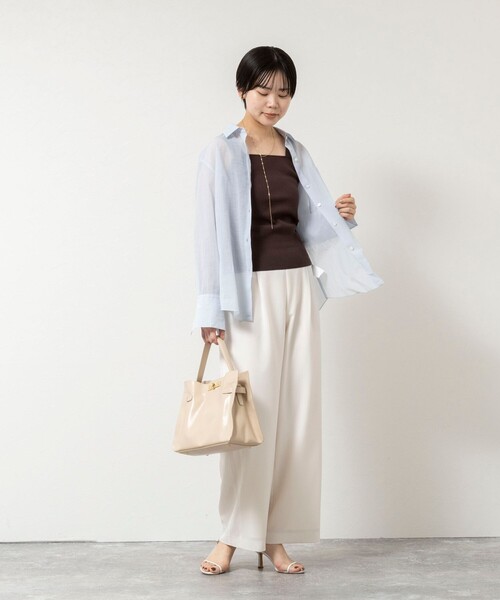 NOLLEY’S Sophi(ノーリーズソフィ)の「《手洗い可能》総針ニットキャミ(ニット/セーター・レディース・ダークブラウン/ホワイト/ブラック・FREE)」の19枚目の写真