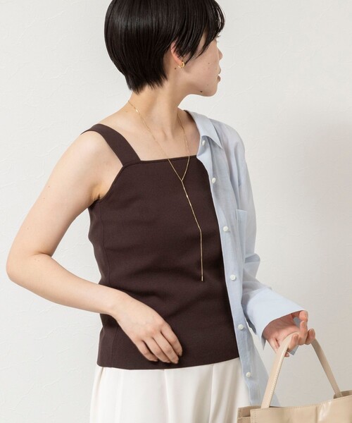 NOLLEY’S Sophi(ノーリーズソフィ)の「《手洗い可能》総針ニットキャミ(ニット/セーター・レディース・ダークブラウン/ホワイト/ブラック・FREE)」の20枚目の写真