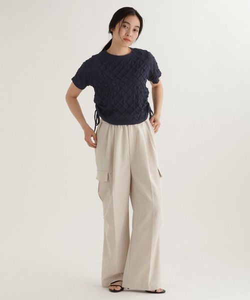 studio CLIP(スタディオクリップ)の「【daily CLIP】スモッキングボックスTシャツ(Tシャツ/カットソー・レディース・ピンク/パープル/ネイビー/ホワイト・FREE)」の21枚目の写真