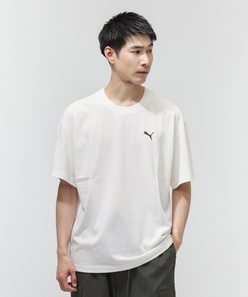 PUMA（プーマ）の「【別注】プーマ PUMA BIG LOGO SS TEE 限定コラボ（Tシャツ/カットソー・メンズ・ホワイト/オリーブ/ブラック・S/M/L/LL/3L）」の2枚目の写真