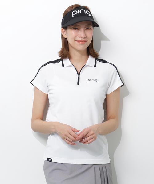 [PING APPAREL] Логотип‑сменный топ с воротником‑бантом, поло‑футболка с коротким рукавом <PERFORMANCE> (женская)
