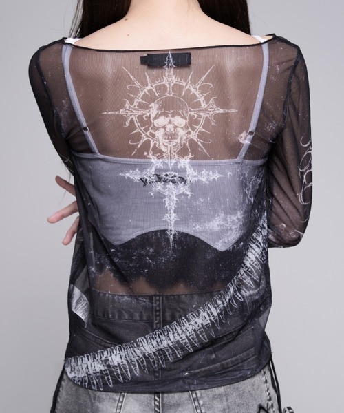 REFLEM(レフレム)の「『REFLEM/レフレム』タトゥーシアースキントップス(Tシャツ/カットソー・レディース・グレー/ブラック・M/L)」の6枚目の写真
