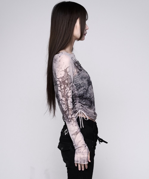 REFLEM(レフレム)の「『REFLEM/レフレム』タトゥーシアースキントップス(Tシャツ/カットソー・レディース・グレー/ブラック・M/L)」の8枚目の写真