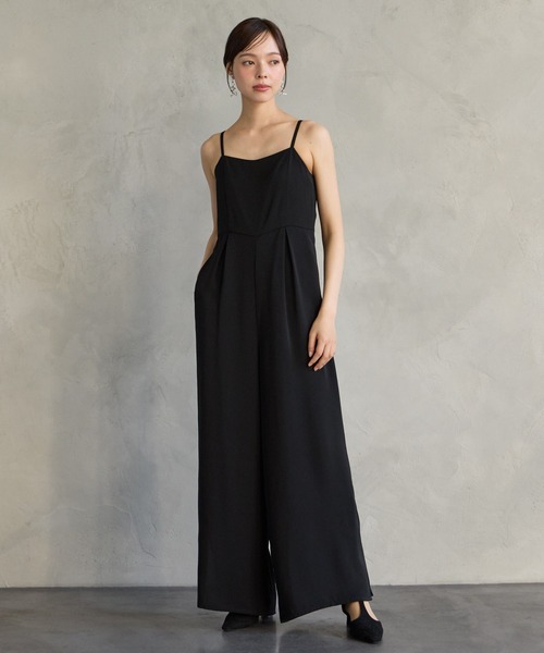 AIMER（エメ）の「フラワーモチーフラメ刺繍ブラウス×ツイルキャミソールオールインワン 2点セットパーティードレス結婚式　お呼ばれ　ドレス　20代 30代 40代（パンツドレス・レディース・グレー/ベージュ/ブラック・MEDIUM）」の5枚目の写真