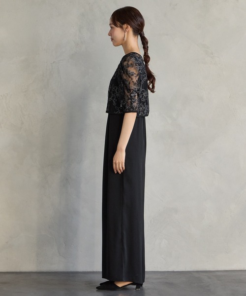 AIMER（エメ）の「フラワーモチーフラメ刺繍ブラウス×ツイルキャミソールオールインワン 2点セットパーティードレス結婚式　お呼ばれ　ドレス　20代 30代 40代（パンツドレス・レディース・グレー/ベージュ/ブラック・MEDIUM）」の15枚目の写真