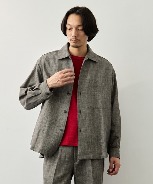 CITY TOKYO(シティトウキョウ)の「【CITY TOKYO】Hemp linen オーバーシャツ(シャツ/ブラウス・メンズ・ダークグレー/ベージュ・1/2/3)」の1枚目の写真