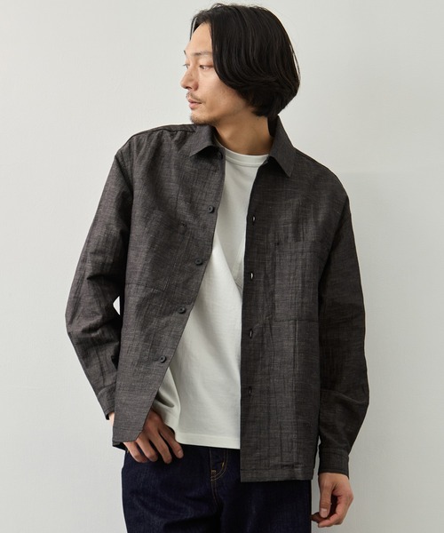 CITY TOKYO(シティトウキョウ)の「【CITY TOKYO】Hemp linen オーバーシャツ(シャツ/ブラウス・メンズ・ダークグレー/ベージュ・1/2/3)」の2枚目の写真