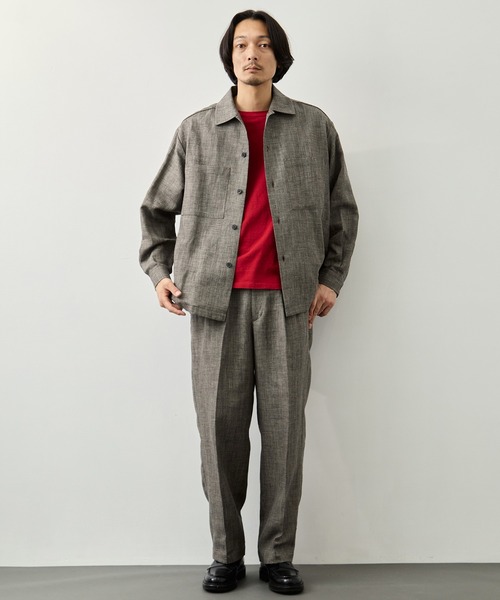 CITY TOKYO(シティトウキョウ)の「【CITY TOKYO】Hemp linen オーバーシャツ(シャツ/ブラウス・メンズ・ダークグレー/ベージュ・1/2/3)」の6枚目の写真
