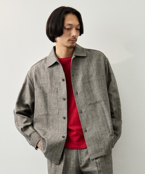 CITY TOKYO(シティトウキョウ)の「【CITY TOKYO】Hemp linen オーバーシャツ(シャツ/ブラウス・メンズ・ダークグレー/ベージュ・1/2/3)」の3枚目の写真