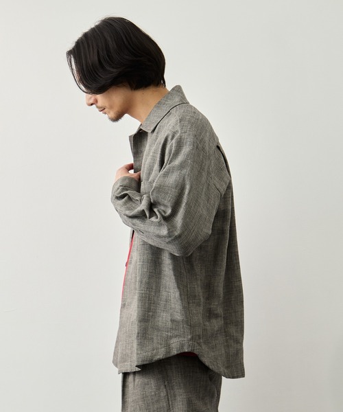 CITY TOKYO(シティトウキョウ)の「【CITY TOKYO】Hemp linen オーバーシャツ(シャツ/ブラウス・メンズ・ダークグレー/ベージュ・1/2/3)」の4枚目の写真