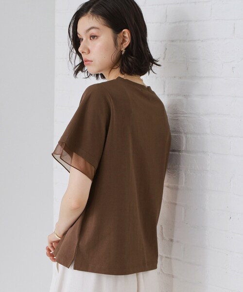 THE SHOP TK (ザ ショップ ティーケー )の「【M-XL/ひんやり】上品な透け感 袖口シアーTシャツ(Tシャツ/カットソー・レディース・ピンク/ブラック/オフホワイト/サックスブルー/ダークブラウン・13/12/14)」の11枚目の写真