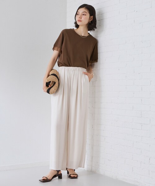 THE SHOP TK (ザ ショップ ティーケー )の「【M-XL/ひんやり】上品な透け感 袖口シアーTシャツ(Tシャツ/カットソー・レディース・ピンク/ブラック/オフホワイト/サックスブルー/ダークブラウン・13/12/14)」の12枚目の写真