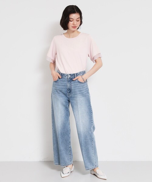 THE SHOP TK (ザ ショップ ティーケー )の「【M-XL/ひんやり】上品な透け感 袖口シアーTシャツ(Tシャツ/カットソー・レディース・ピンク/ブラック/オフホワイト/サックスブルー/ダークブラウン・13/12/14)」の15枚目の写真