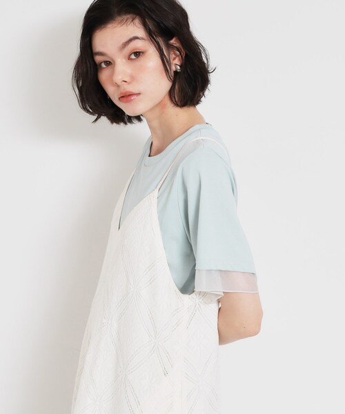 THE SHOP TK (ザ ショップ ティーケー )の「【M-XL/ひんやり】上品な透け感 袖口シアーTシャツ(Tシャツ/カットソー・レディース・ピンク/ブラック/オフホワイト/サックスブルー/ダークブラウン・13/12/14)」の17枚目の写真