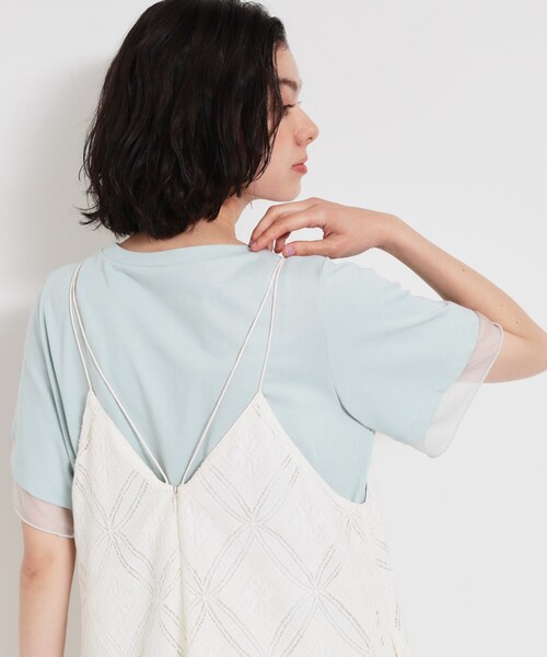 THE SHOP TK (ザ ショップ ティーケー )の「【M-XL/ひんやり】上品な透け感 袖口シアーTシャツ(Tシャツ/カットソー・レディース・ピンク/ブラック/オフホワイト/サックスブルー/ダークブラウン・13/12/14)」の18枚目の写真