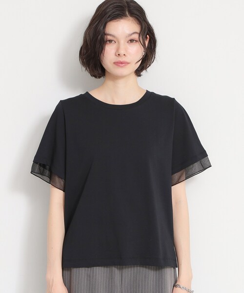 THE SHOP TK (ザ ショップ ティーケー )の「【M-XL/ひんやり】上品な透け感 袖口シアーTシャツ(Tシャツ/カットソー・レディース・ピンク/ブラック/オフホワイト/サックスブルー/ダークブラウン・13/12/14)」の21枚目の写真