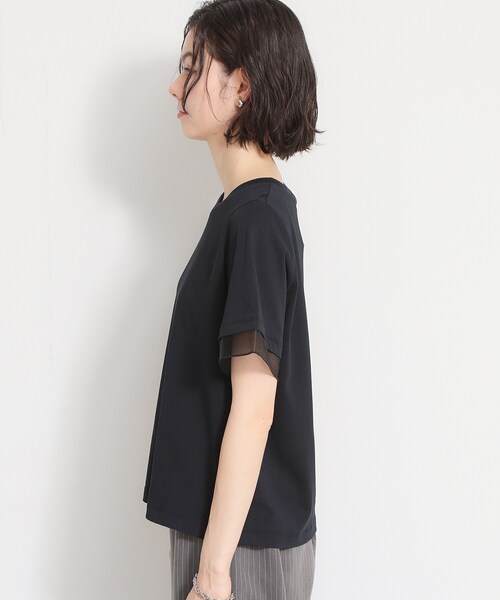 THE SHOP TK (ザ ショップ ティーケー )の「【M-XL/ひんやり】上品な透け感 袖口シアーTシャツ(Tシャツ/カットソー・レディース・ピンク/ブラック/オフホワイト/サックスブルー/ダークブラウン・13/12/14)」の22枚目の写真