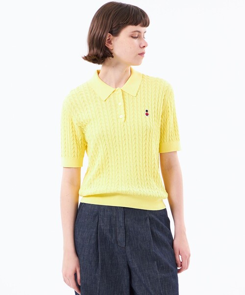 MACKINTOSH PHILOSOPHY（ﾏｯｷﾝﾄｯｼｭ ﾌｨﾛｿﾌｨｰ）の「【WEB&一部店舗限定】バッキンガムベア ケーブルニットポロ（ポロシャツ・レディース・ブルー/イエロー/ライトブルー/ピンク系その他2/ダークネイビー/グリーン・38）」の6枚目の写真
